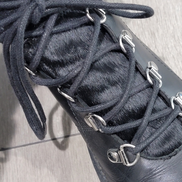 STEVE MADDEN Boom Chunky Leather Fur Tongue Lace Up Hiker Ankle Boots 6M - Picture 7 of 11